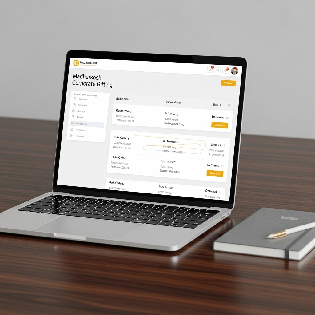 A mockup of the seamless Madhurkosh corporate gifting dashboard